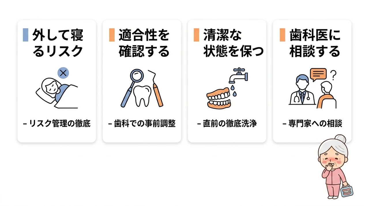 宿泊先で入れ歯を装着したまま寝るための条件