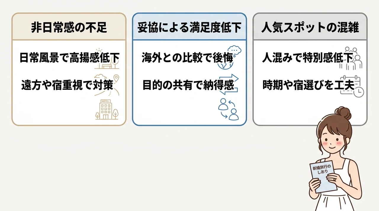 国内新婚旅行で後悔しやすいデメリット3つ