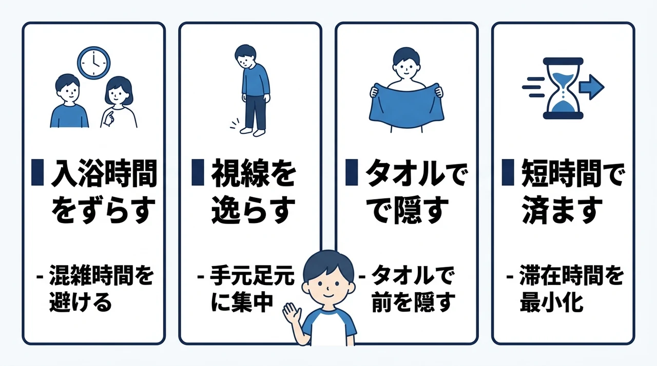 大浴場での恥ずかしさを防ぐ4つの対策