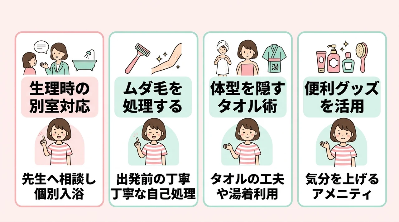 生理や体型の悩みで修学旅行が不安な時の具体的対策
