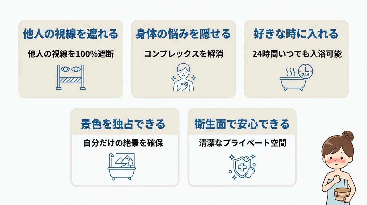 大浴場を避けて個室風呂を利用するメリット