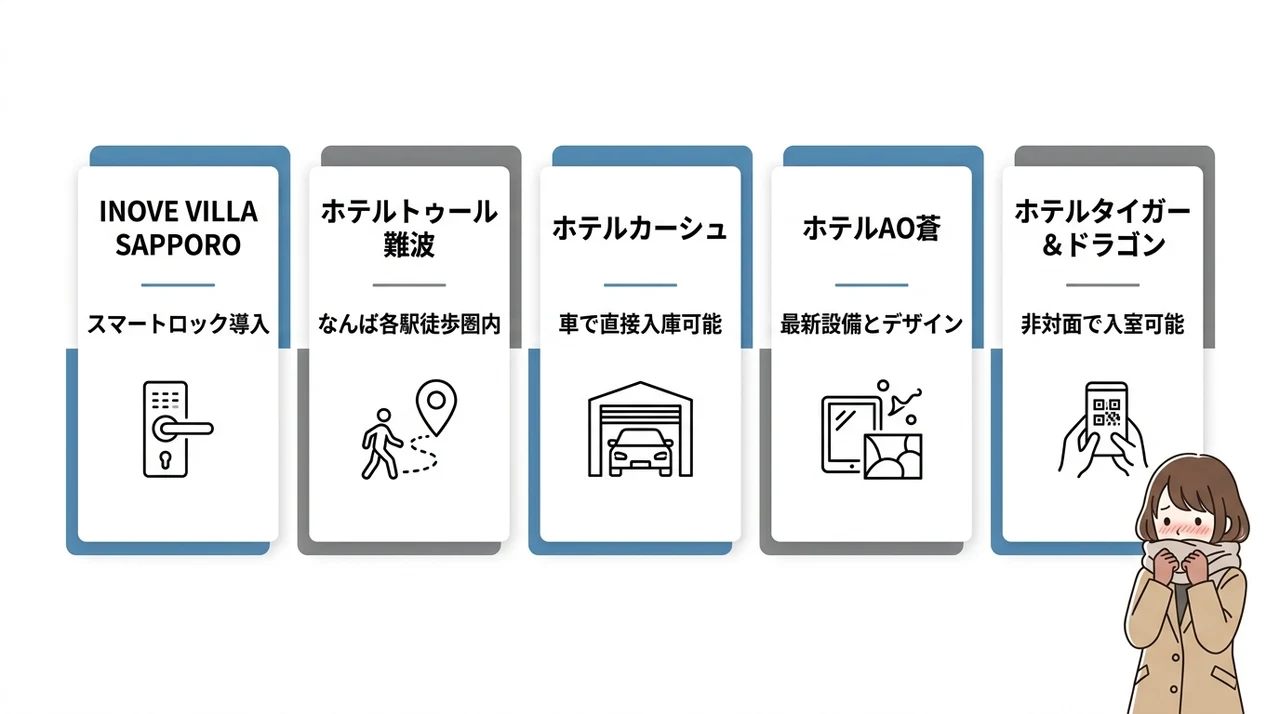 誰にも会わずにホテルへ入るためのおすすめ宿