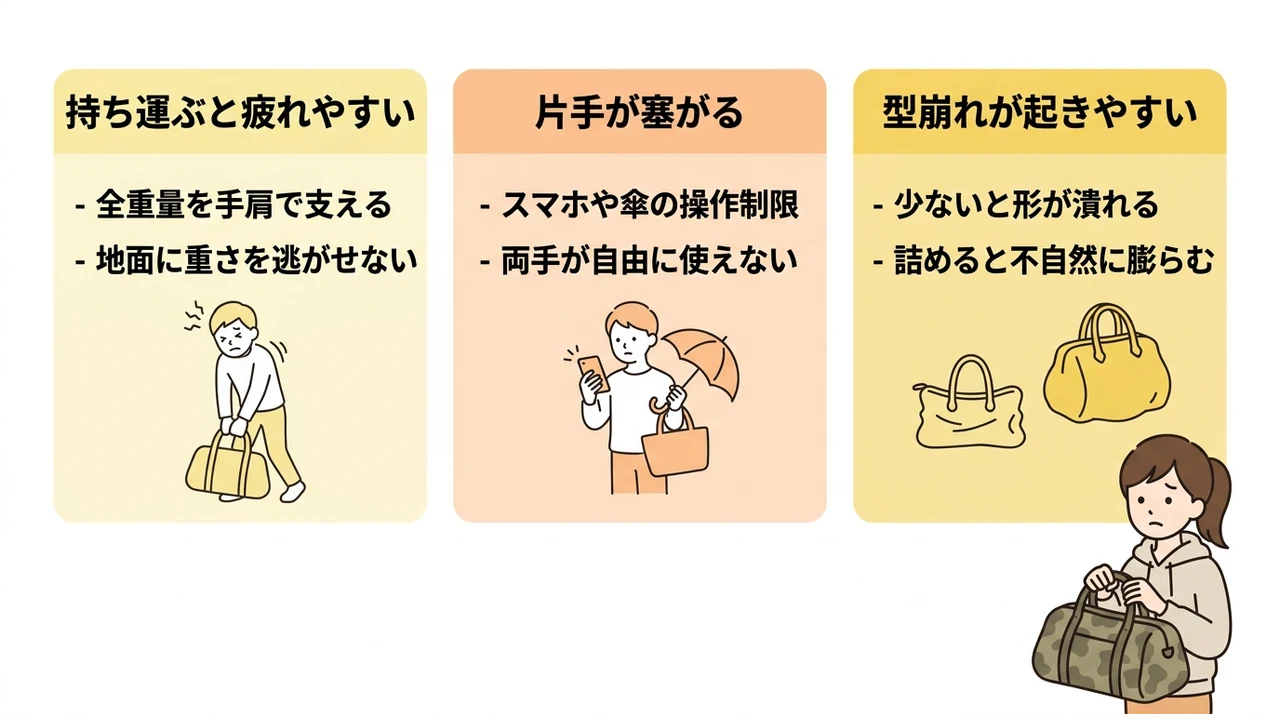 ボストンバッグを旅行で使うデメリット3つ