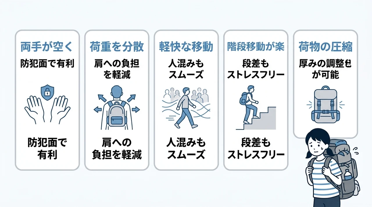 旅行でリュックを活用するメリット5つ