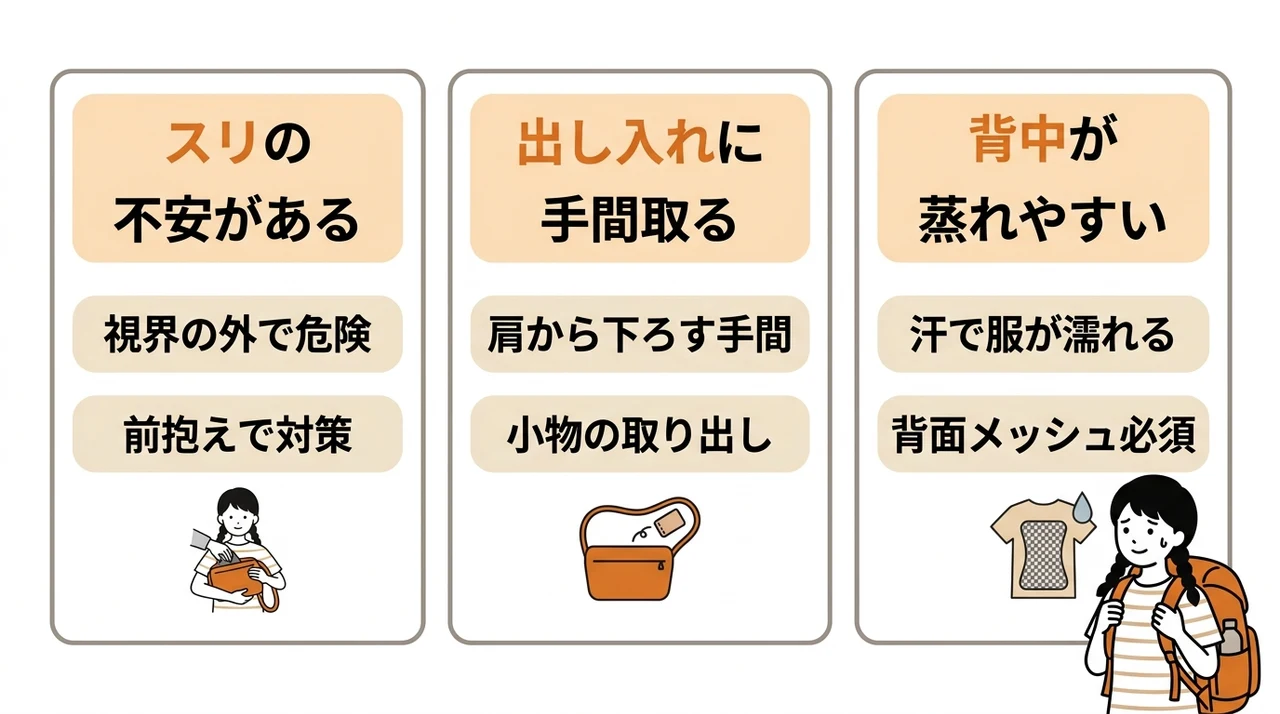 旅行にリュックで行くデメリット3つ