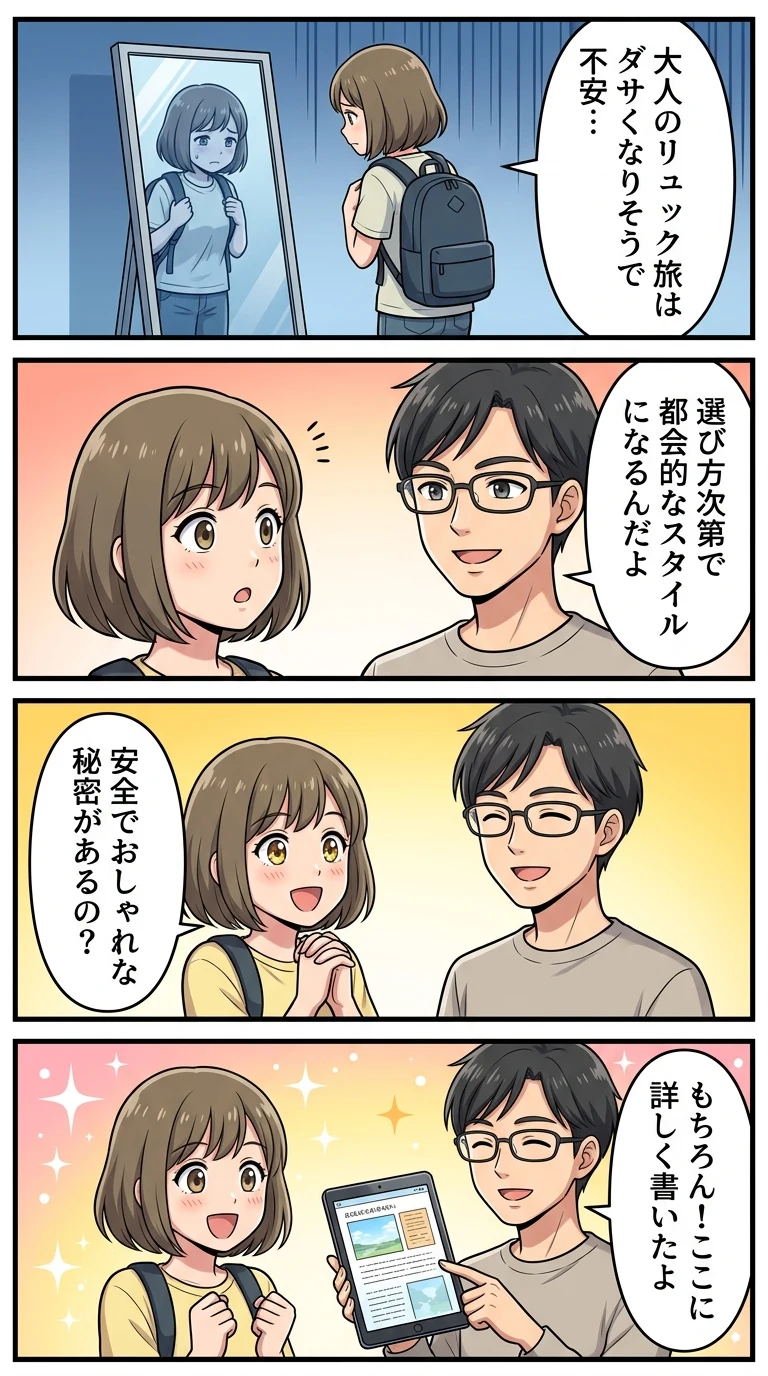 旅行 リュック ダサい(一泊・東京・海外・にリュック)