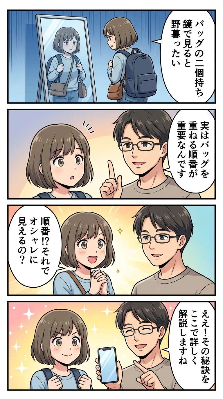 旅行 リュックとショルダーバッグ 二個持ち ダサい