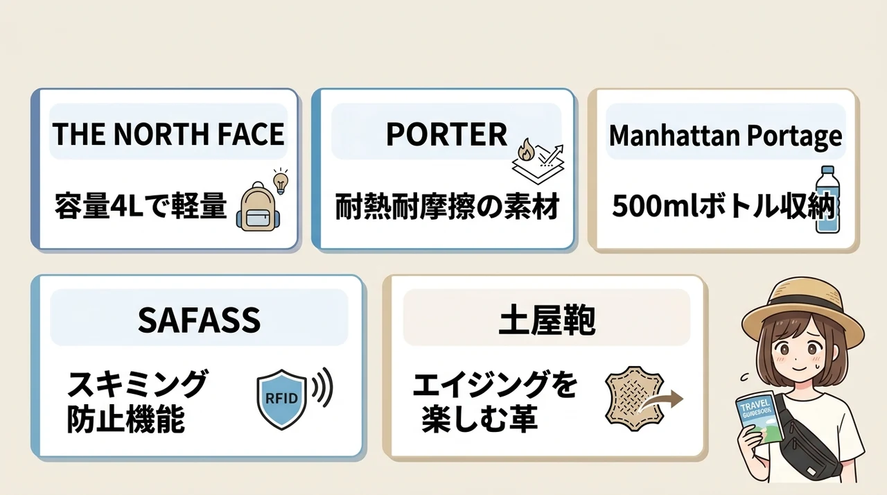旅行でおしゃれに決まるボディバッグ5選