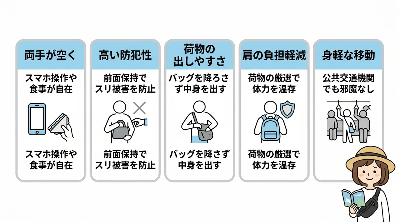 旅行でボディバッグを愛用するメリット5つ