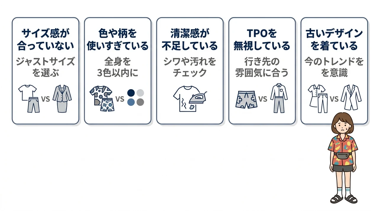 旅行で服装がダサい（服）と思われる共通点