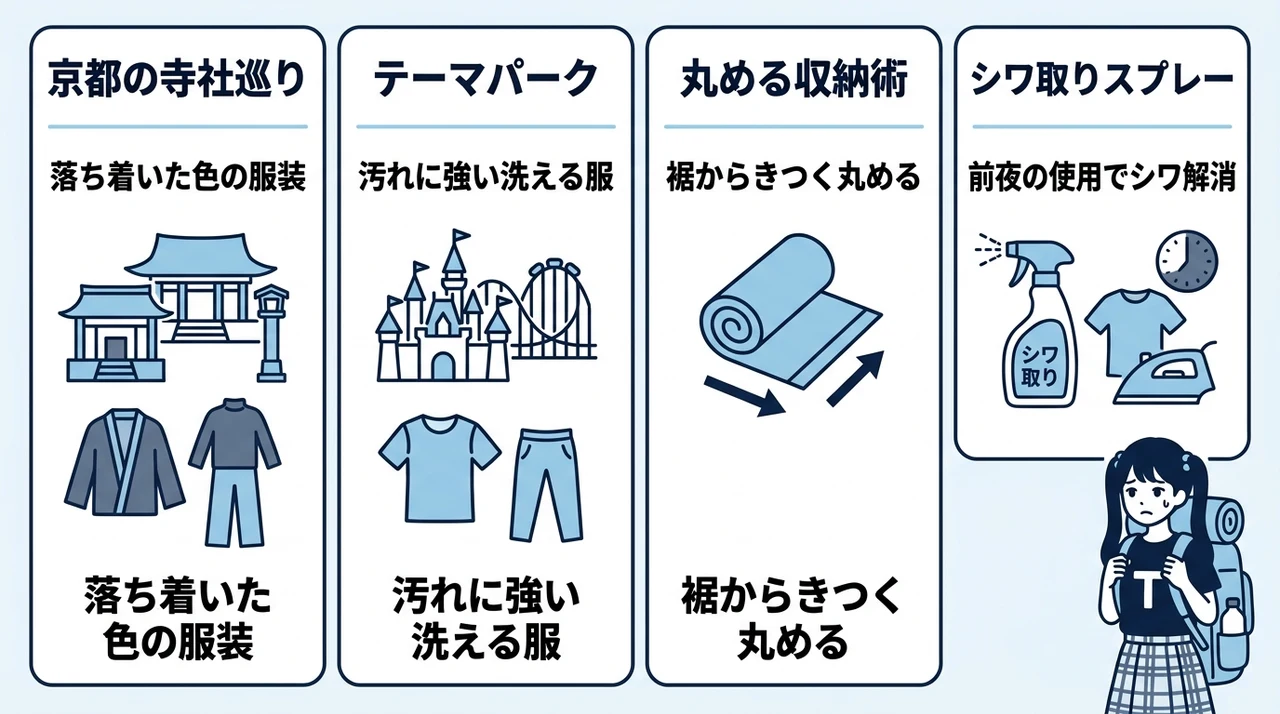 目的地別の服装選びとシワにしないパッキング術