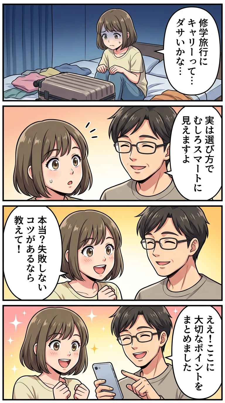 修学旅行 キャリーケース ダサい