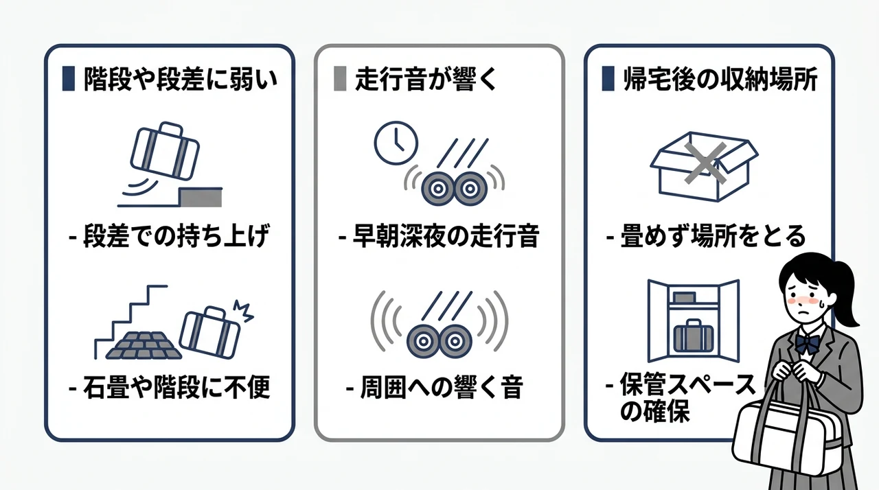 キャリーケースを使うデメリット3つ