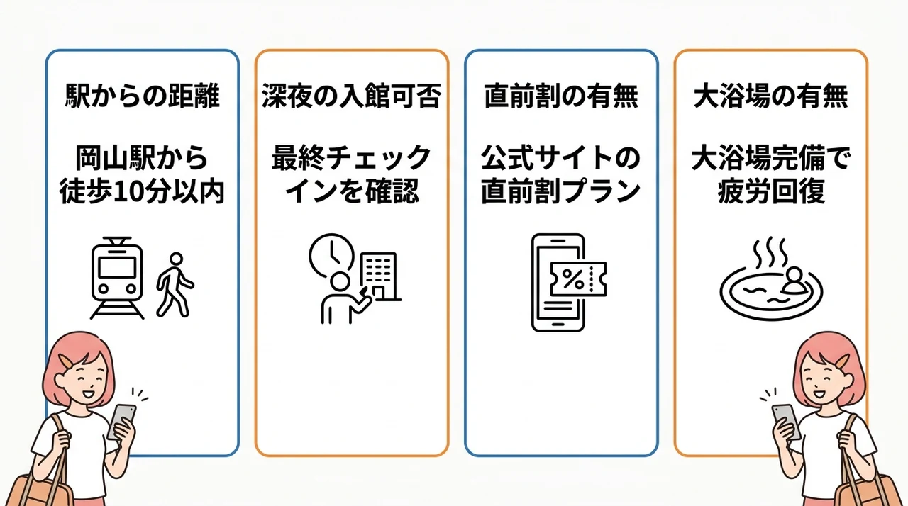 岡山で当日でも空いてる格安宿の選び方