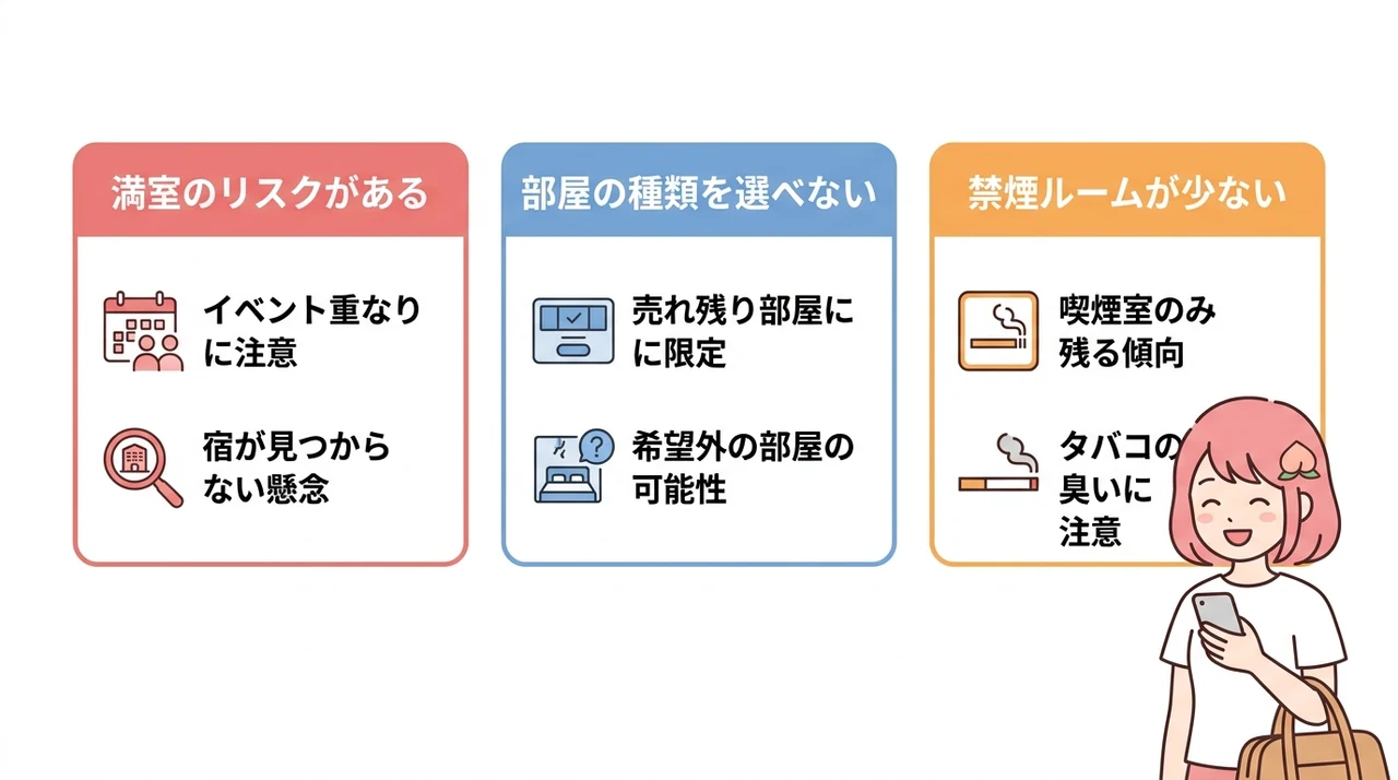 当日予約で安いホテルを探すデメリット