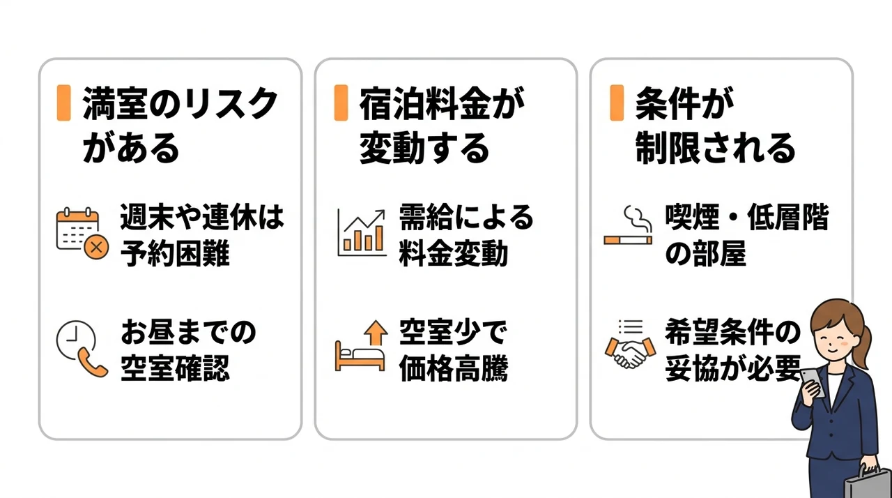 新大阪でビジネスホテルを当日予約するデメリット