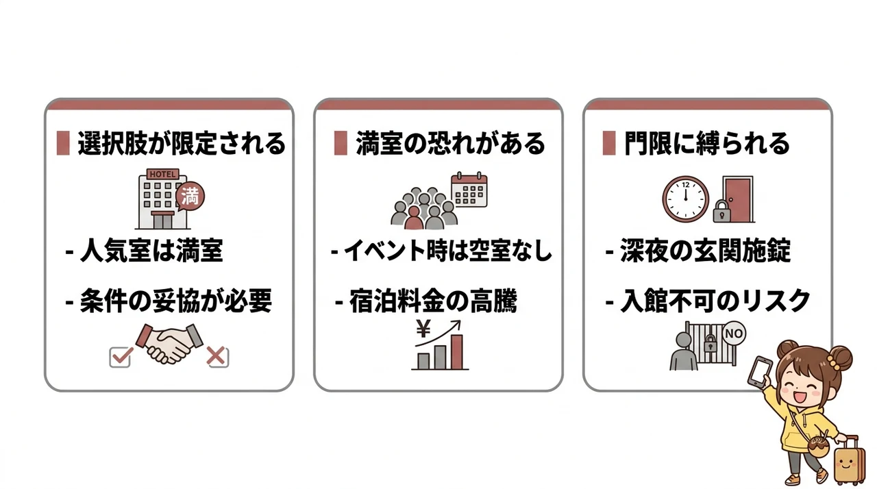 当日予約でホテルに泊まるデメリット