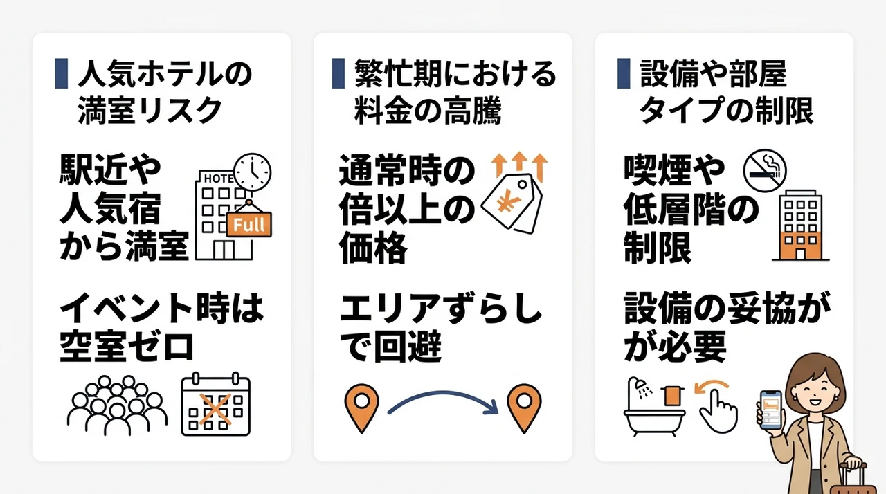 当日に東京のホテルを予約するデメリット3つ