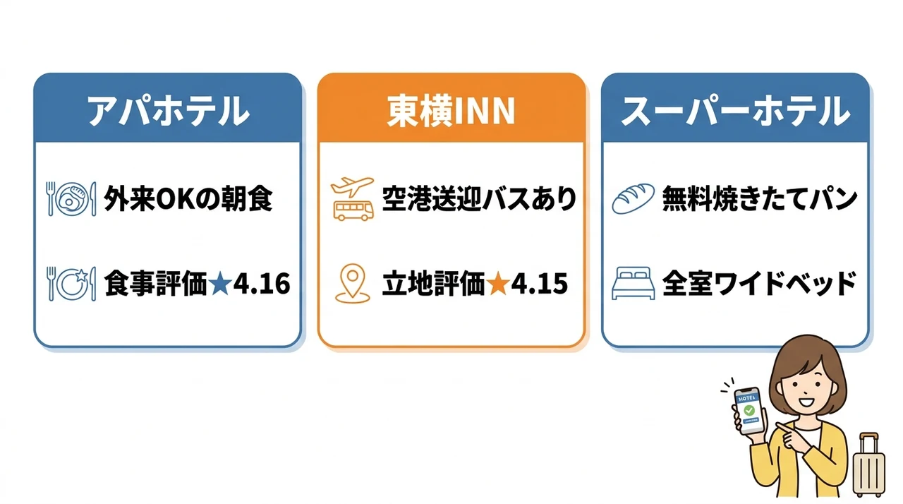 コスパが良いビジネスホテルチェーン3選