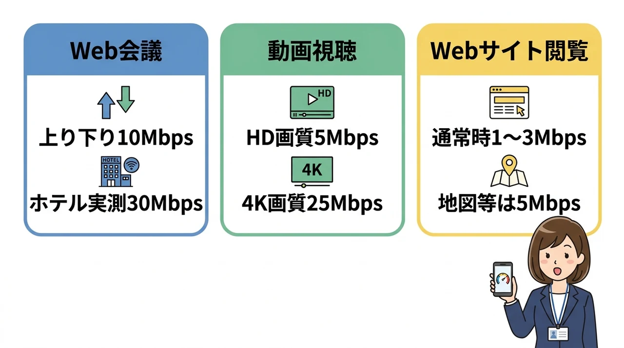 テレワークや動画視聴に必要な速度の目安