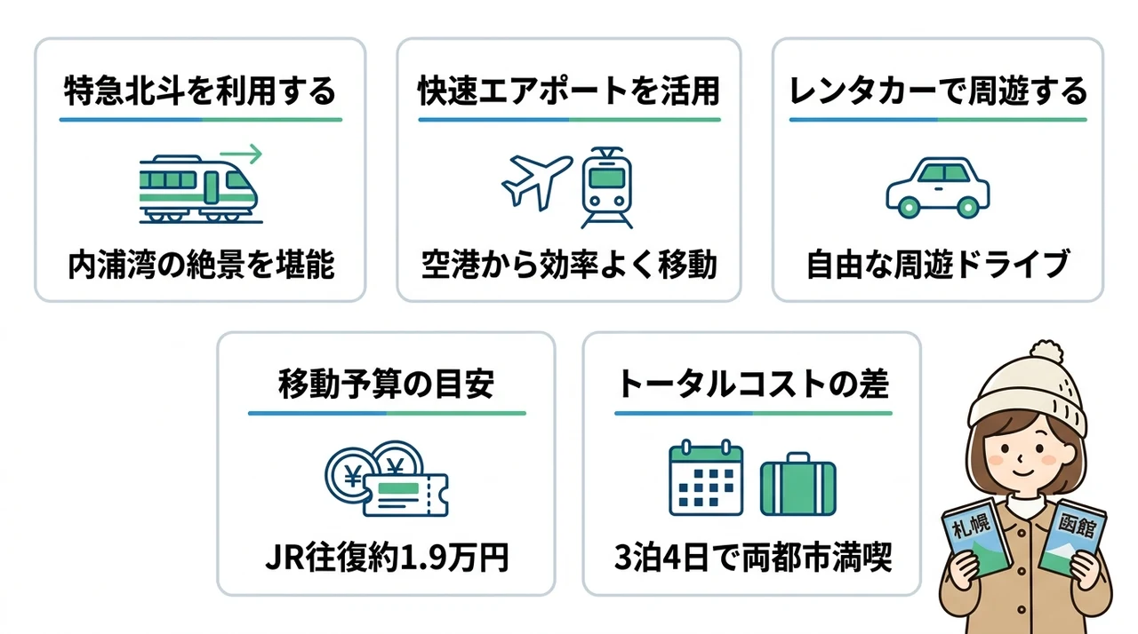札幌から函館へのアクセスと費用比較