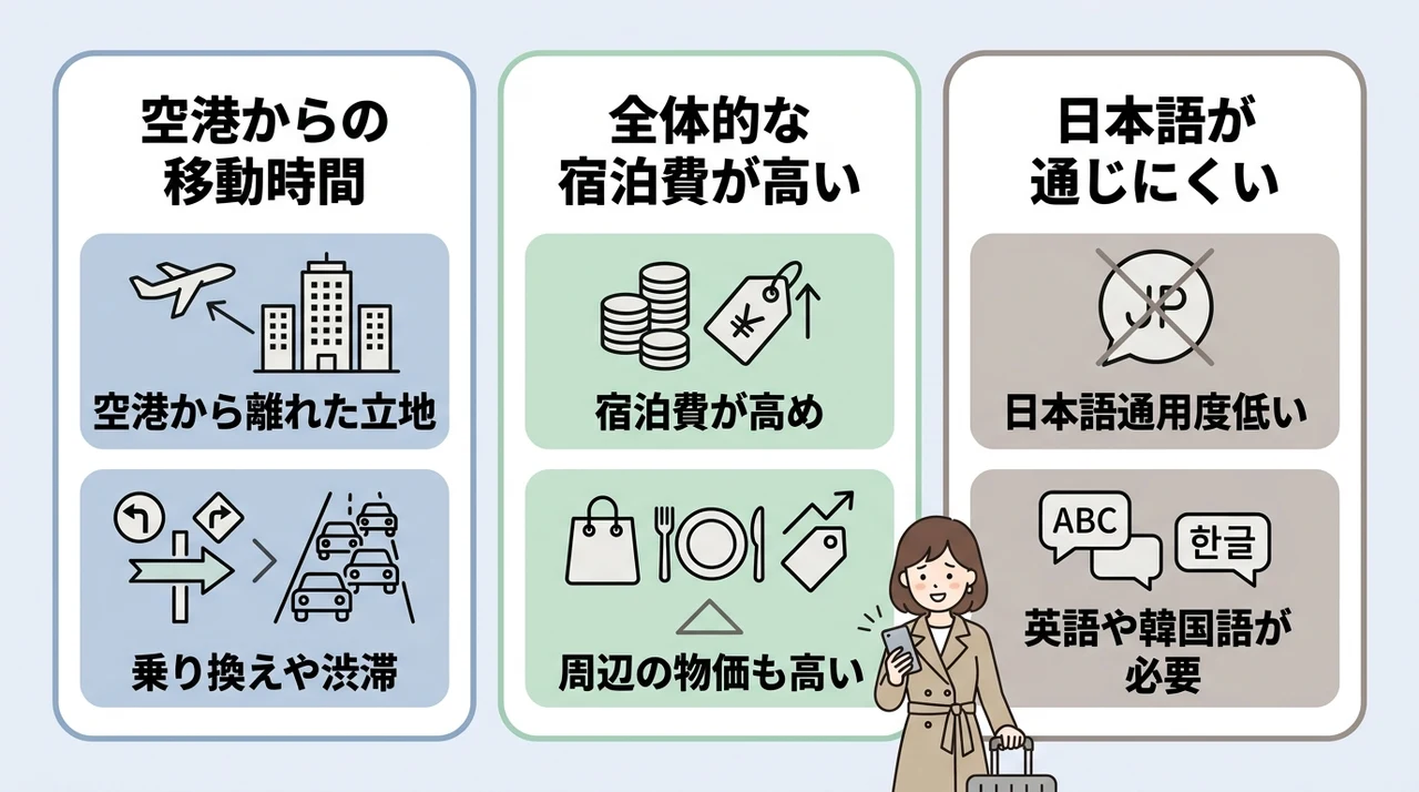 江南エリアの宿泊で注意すべきデメリット3つ