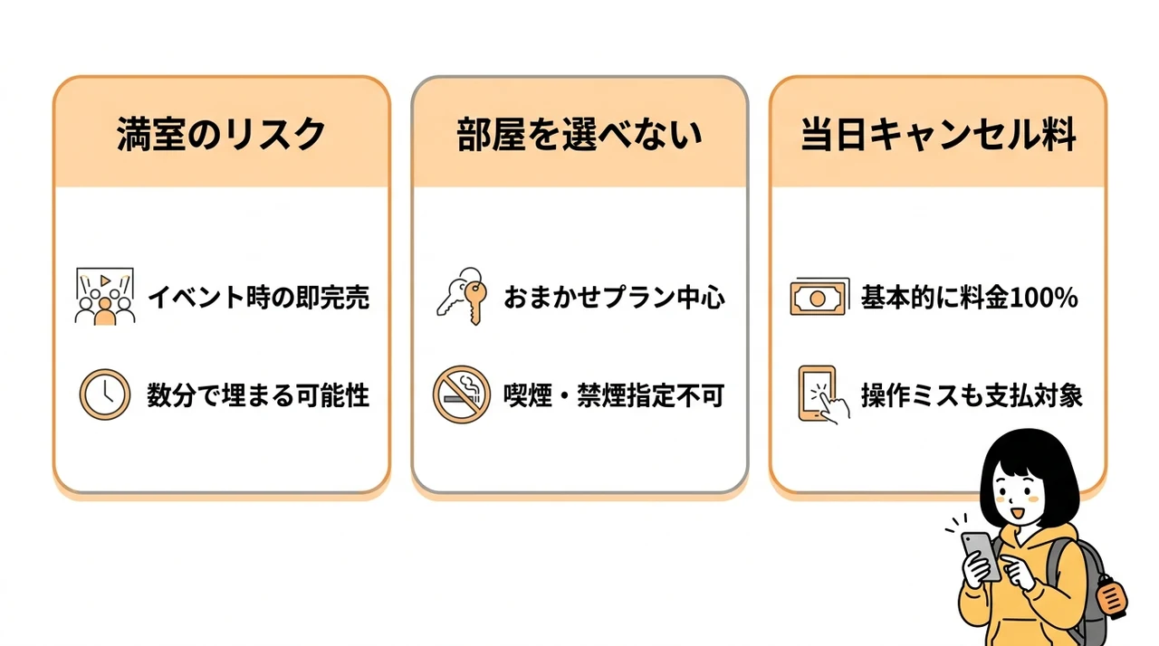 格安ホテルを今夜予約する際のデメリット3選