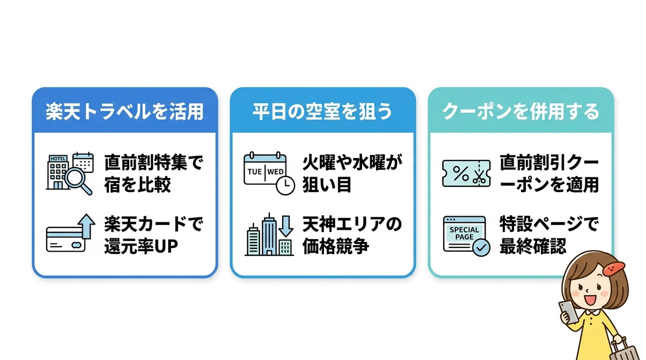 福岡のホテルを最安値で予約する3つのコツ