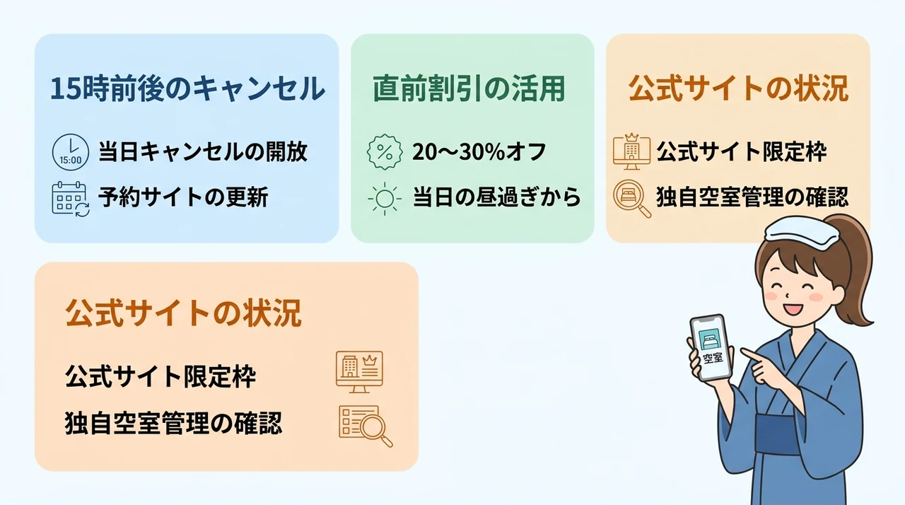 草津で当日予約の空室が出やすい時間帯と探し方