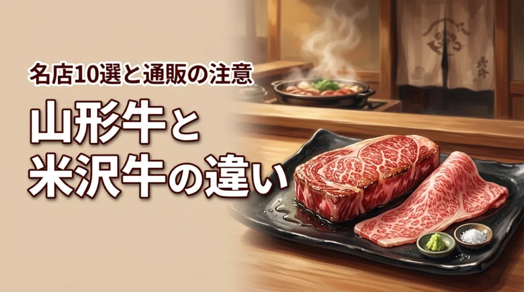 山形牛（山形）と米沢牛の違いは？おすすめ名店10選と通販の注意点を知りたい方へ（記事のアイキャッチ画像）