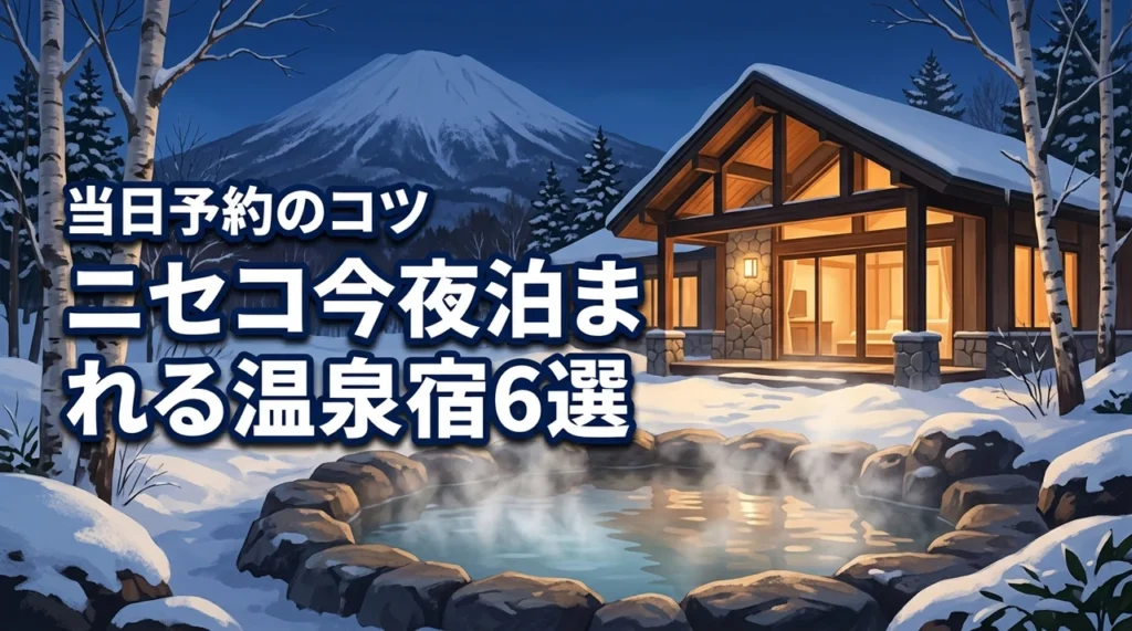 ニセコの温泉に今夜泊まれる宿6選！当日予約のメリットや失敗しないコツを紹介（記事のアイキャッチ画像）