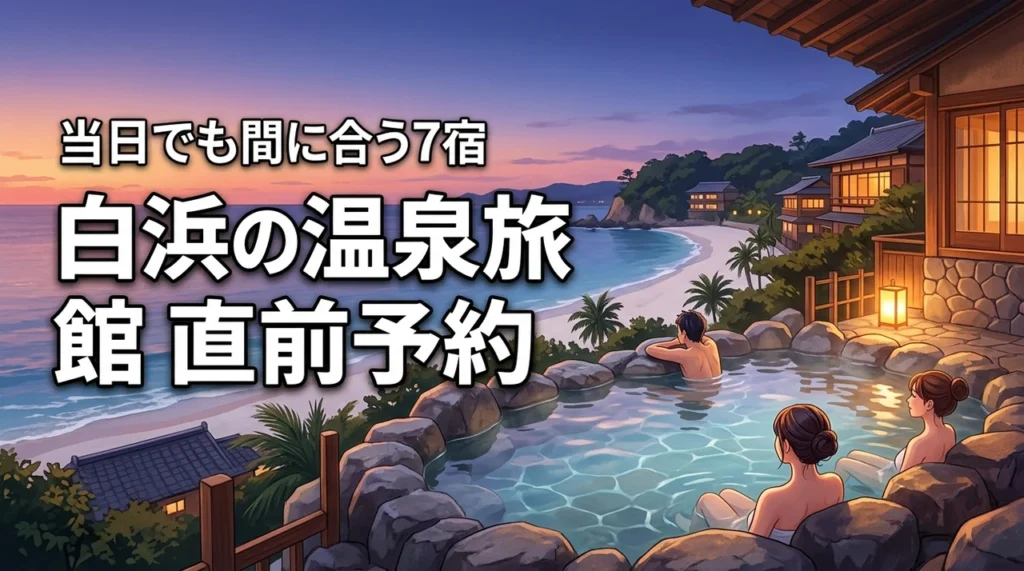白浜で温泉旅館を直前予約するコツ！当日でも間に合う厳選宿7選と探し方（記事のアイキャッチ画像）