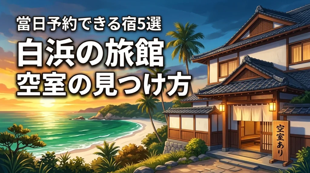 【当日予約OK】白浜の旅館で空室を確実に見つける方法とおすすめの宿5選（記事のアイキャッチ画像）